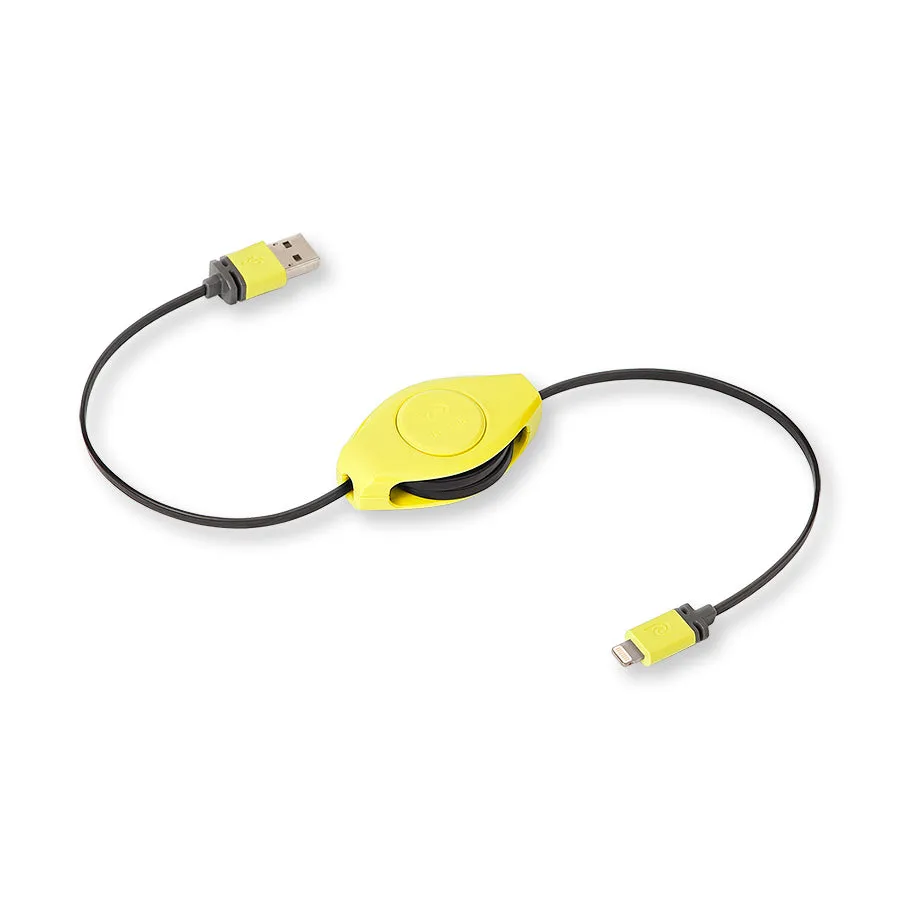 Lightning Charge Cable | Retractable Lightning Cable | Charge & Sync | Yellow