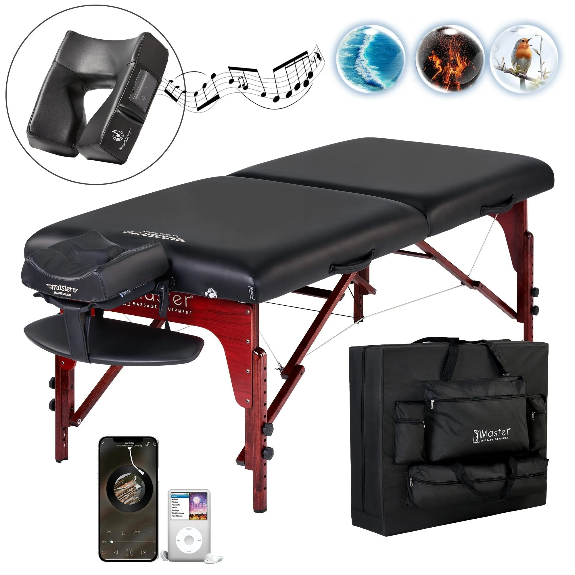 Master Massage 71cm Memory Foam Montclair Portable Massage Table Package (Black Color)