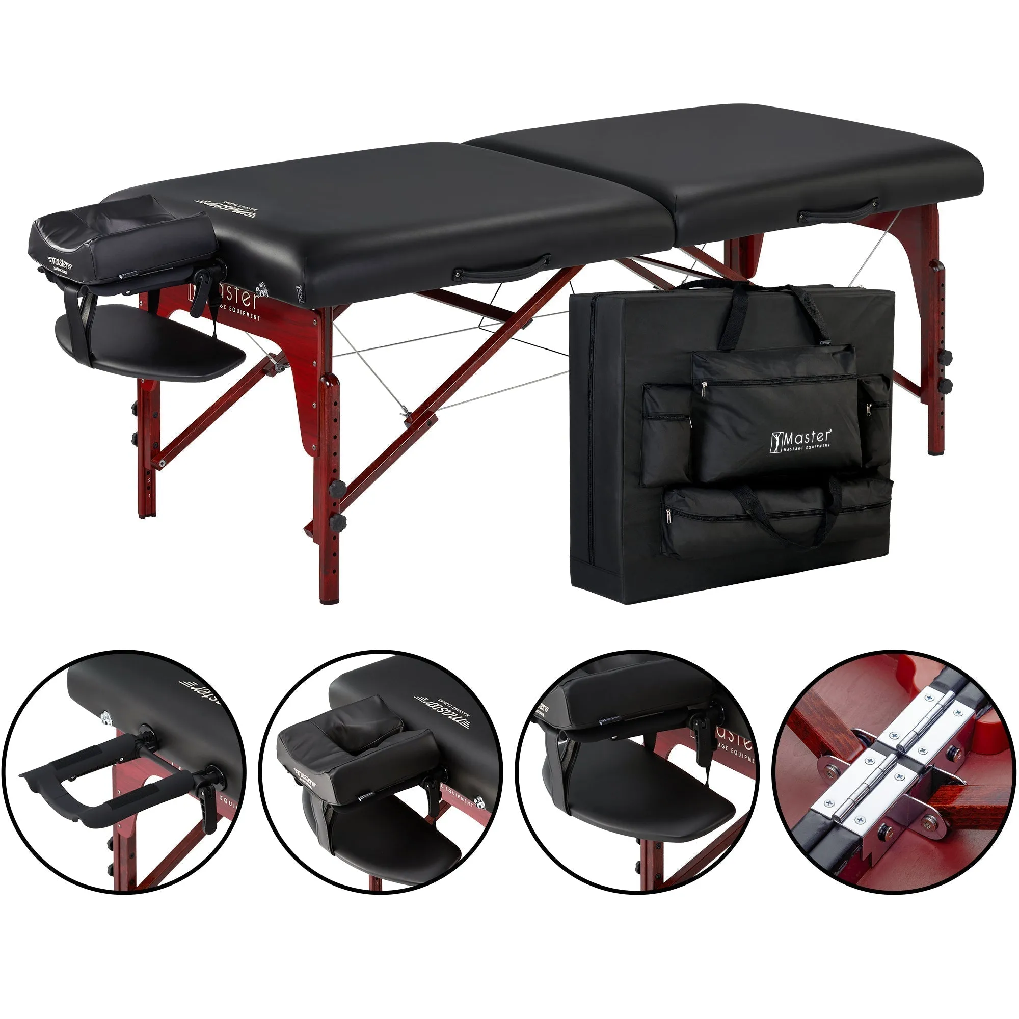 Master Massage 71cm Memory Foam Montclair Portable Massage Table Package (Black Color)