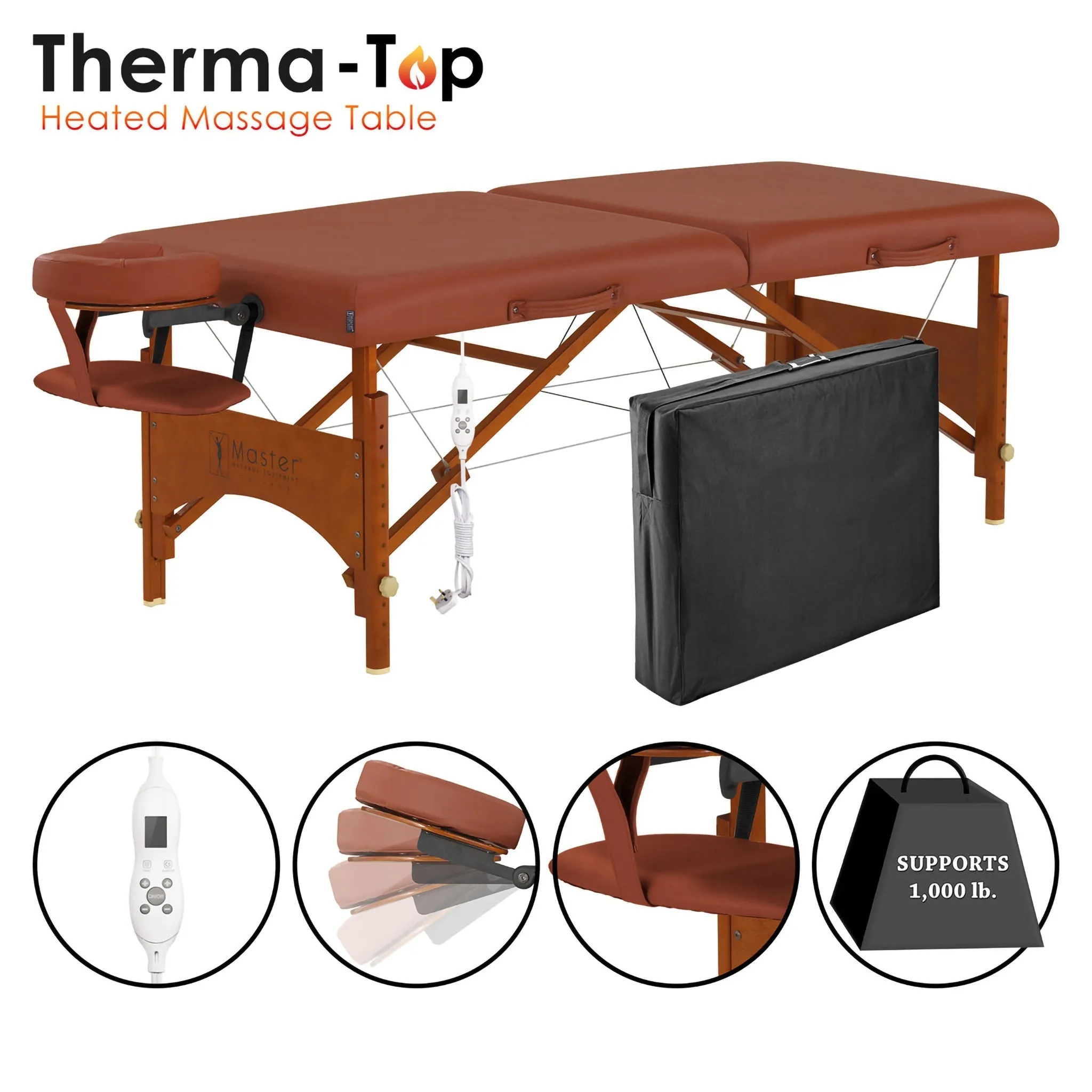 Master Massage Fairlane Therma Top Heated - Portable Massage Table -  70 cm