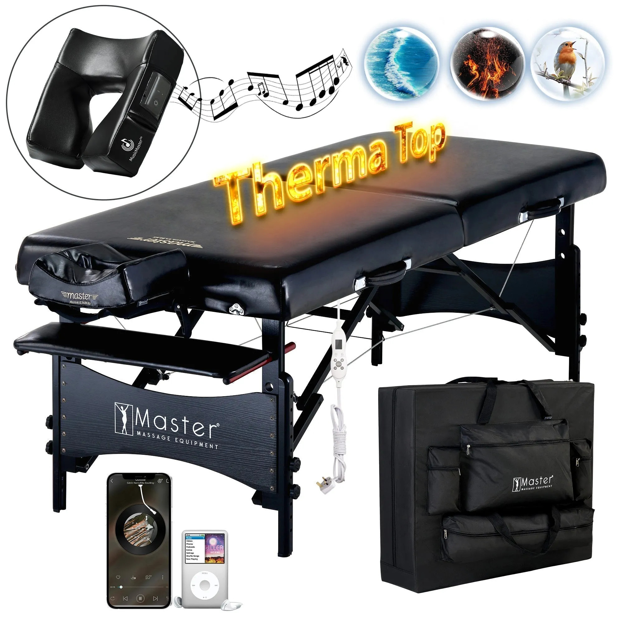 Master Massage GALAXY Massage Table with THERMA-TOP 71 cm (Black on Black)