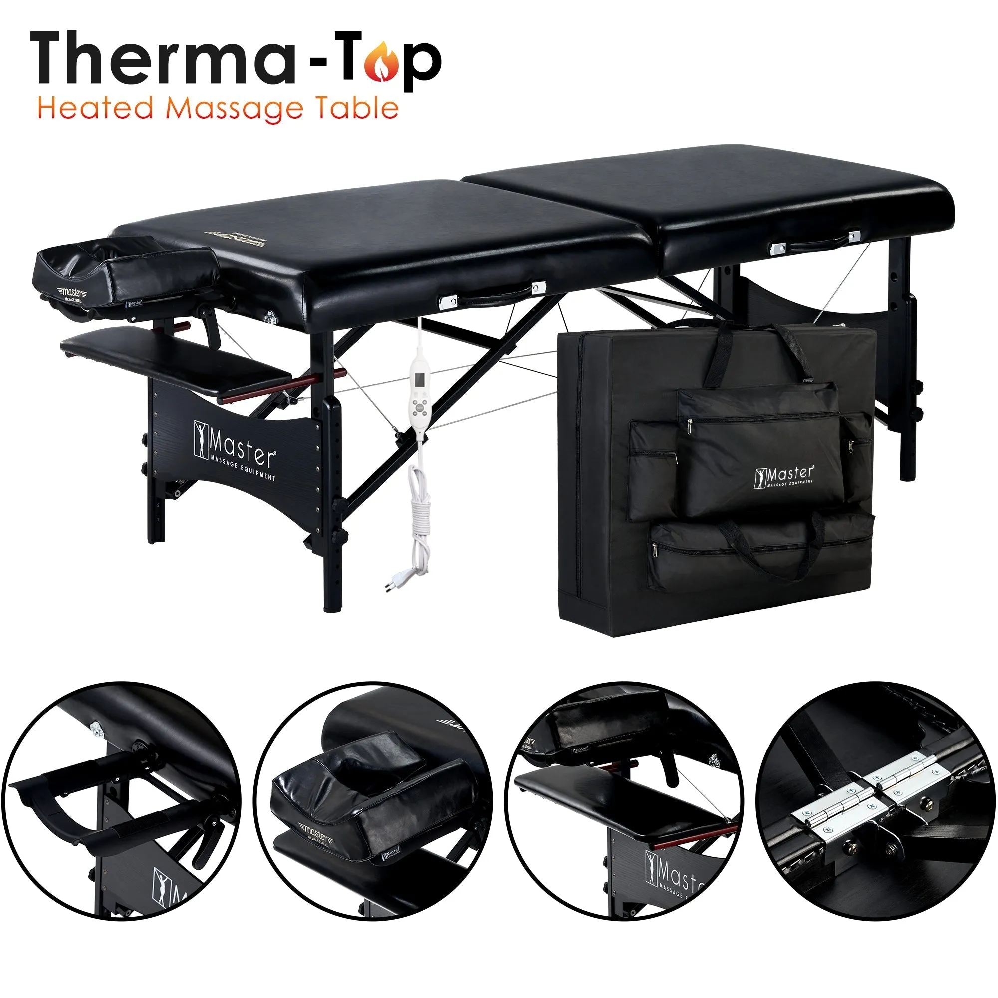 Master Massage GALAXY Massage Table with THERMA-TOP 71 cm (Black on Black)