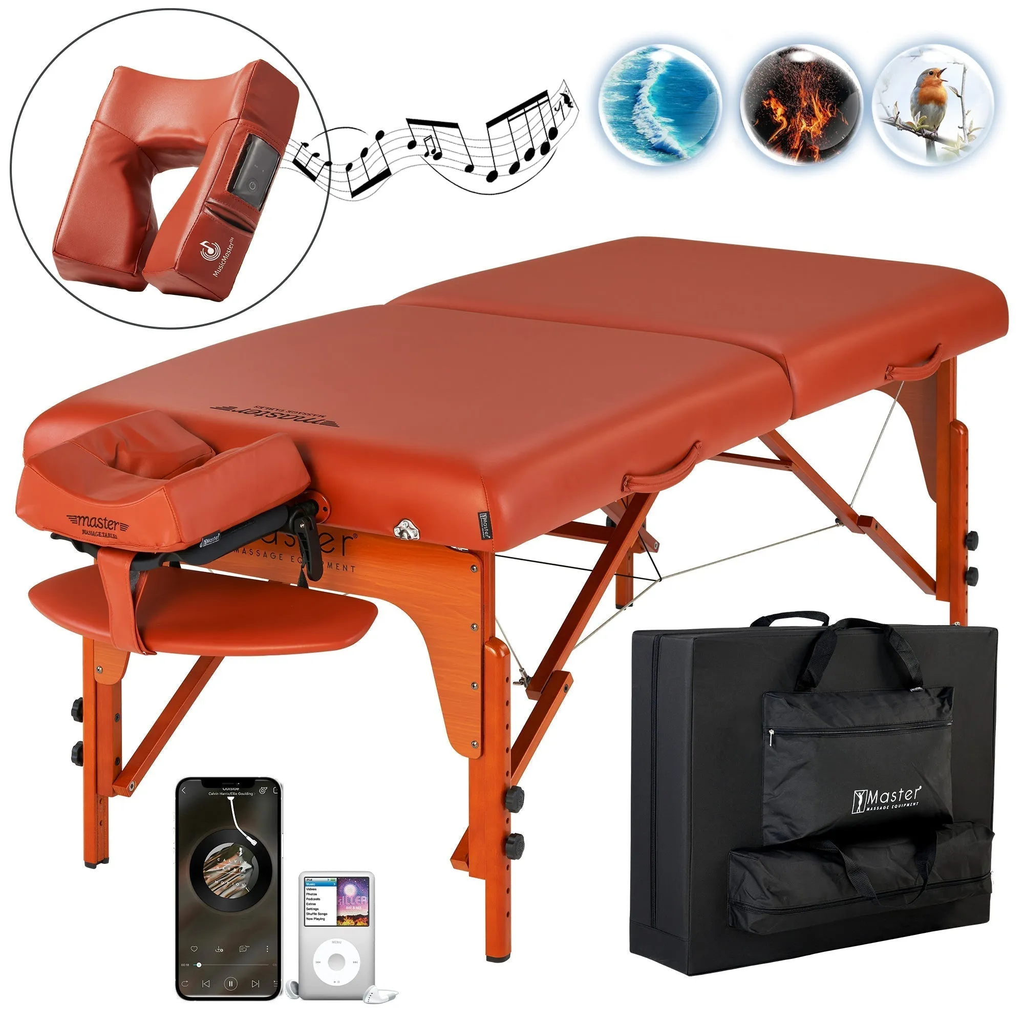 Master Massage SANTANA Portable Massage Table Package with  Memory Foam and Galaxy Lighting System - 79 cm