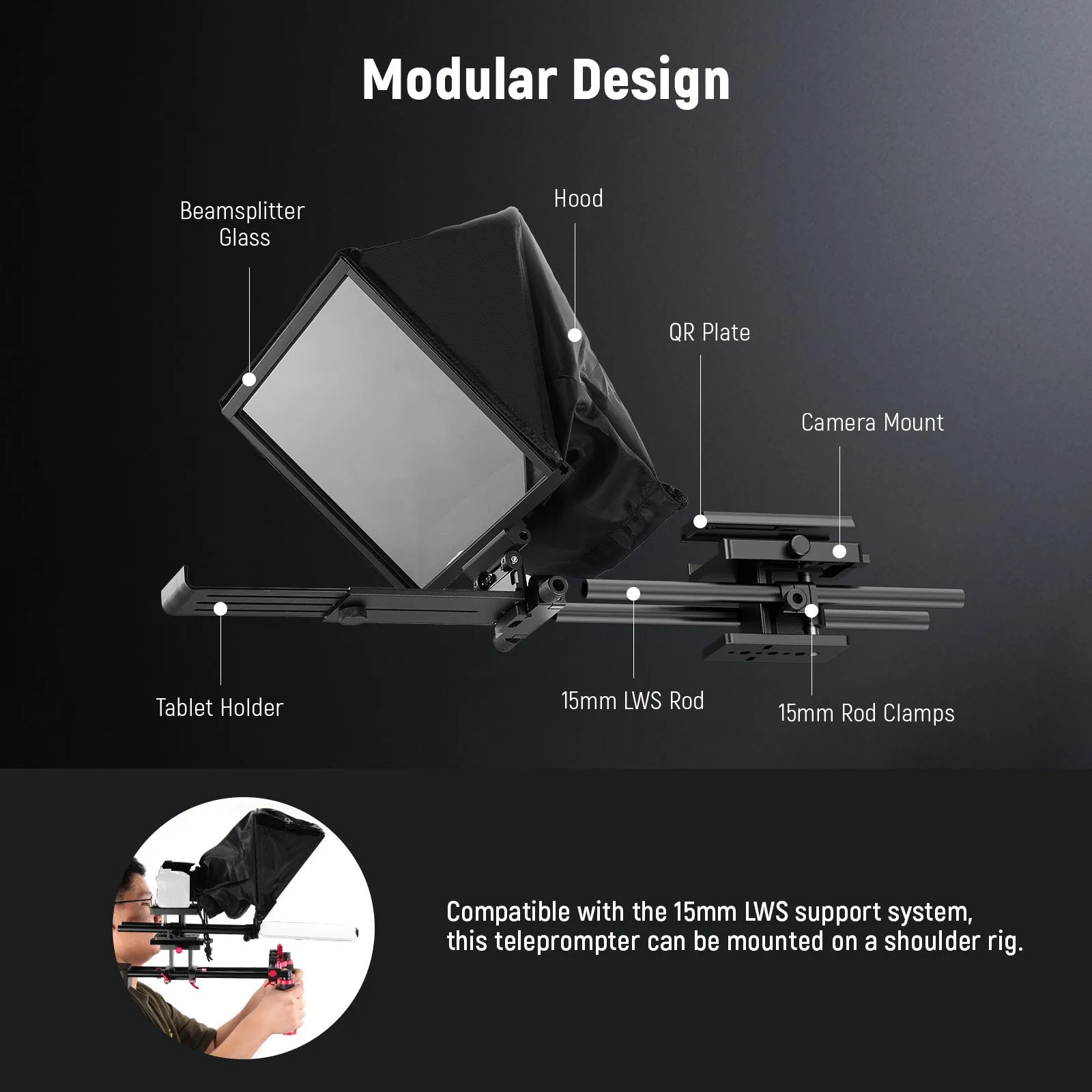 NEEWER C12 Camera Teleprompter with 501PL QR Plate