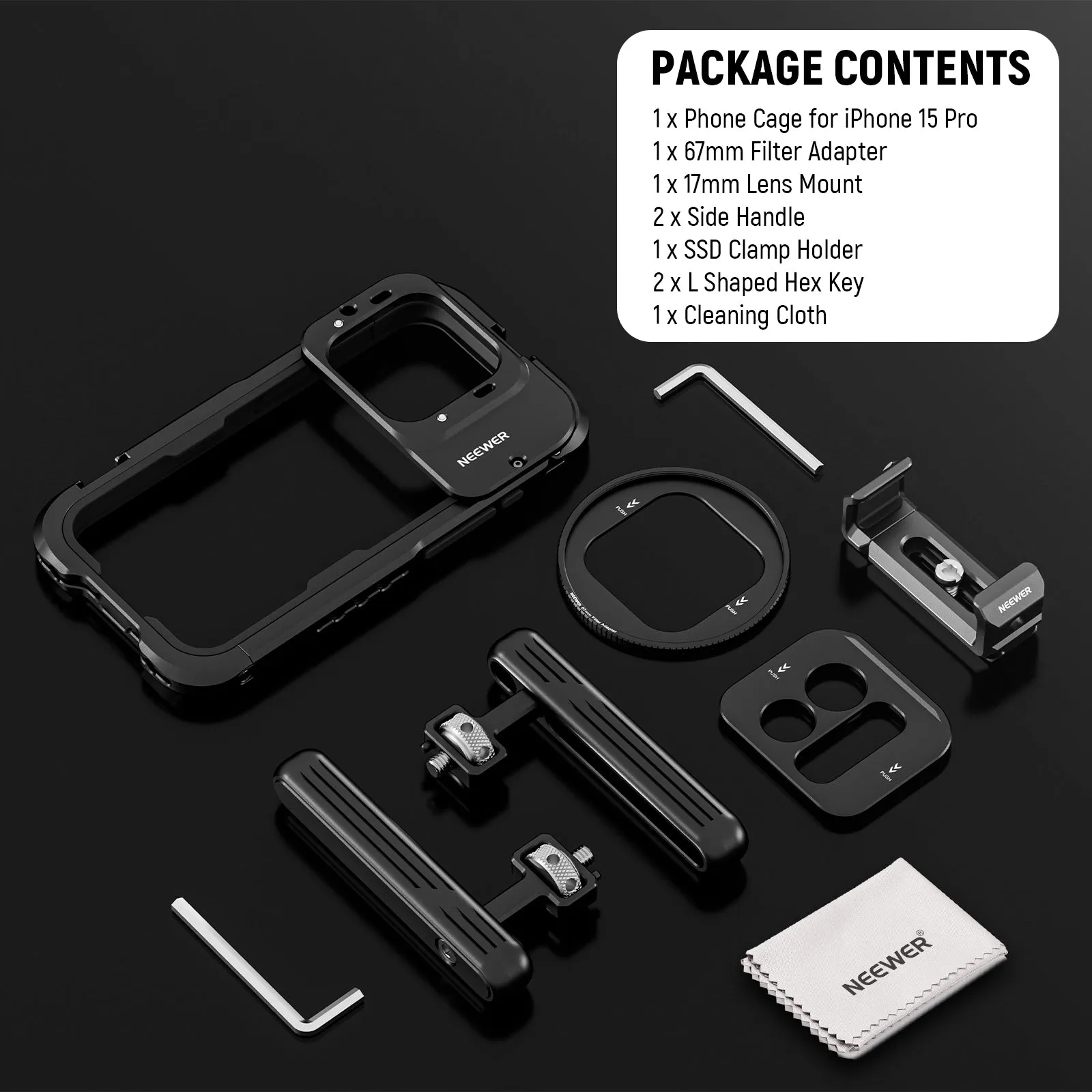 NEEWER PA023K UA051 Phone Cage Video Rig Kit For iPhone 15 Pro/ Pro Max