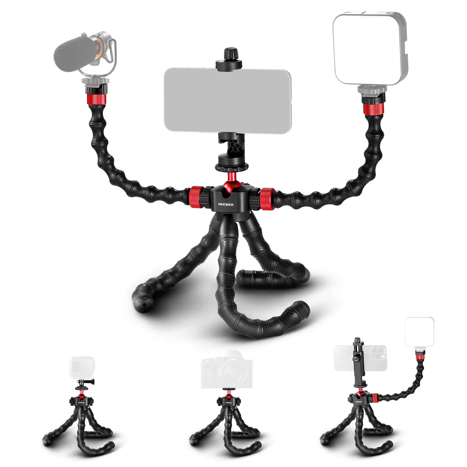 NEEWER T90 Flexible Tripod with Two Detachable Magic Arms