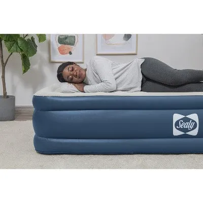 New - Bestway Sealy AlwayzAire Flocked Top Air Mattress Twin with Built-in Dual Pump