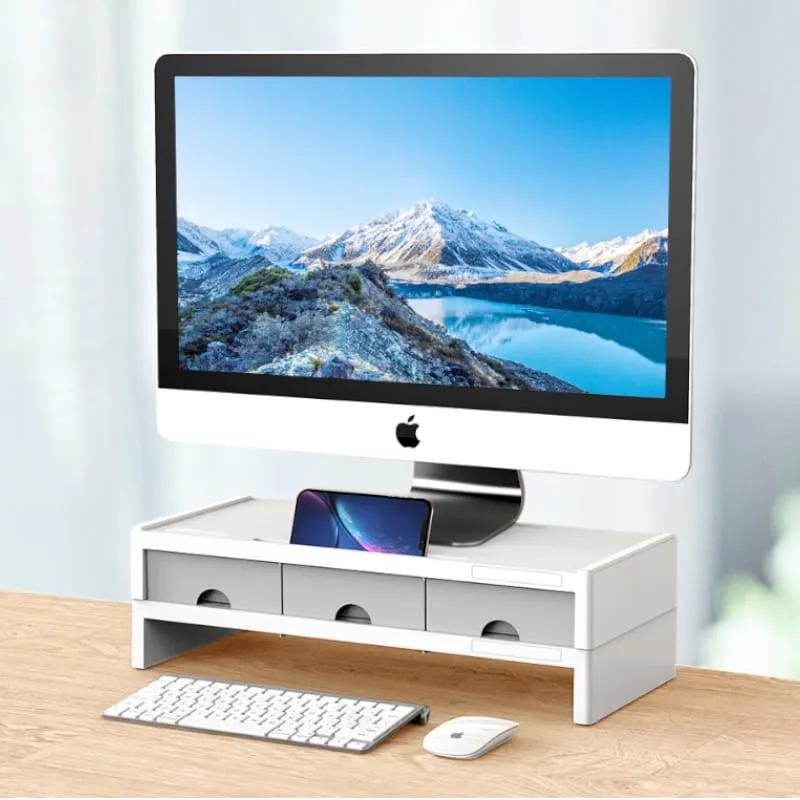 Orico 14Cm Desktop Monitor Stand With Drawers - White