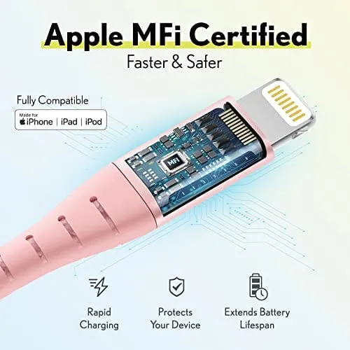 Overtime iPhone MFi Certified 10ft Smart Charging USB A to Lightning Cable