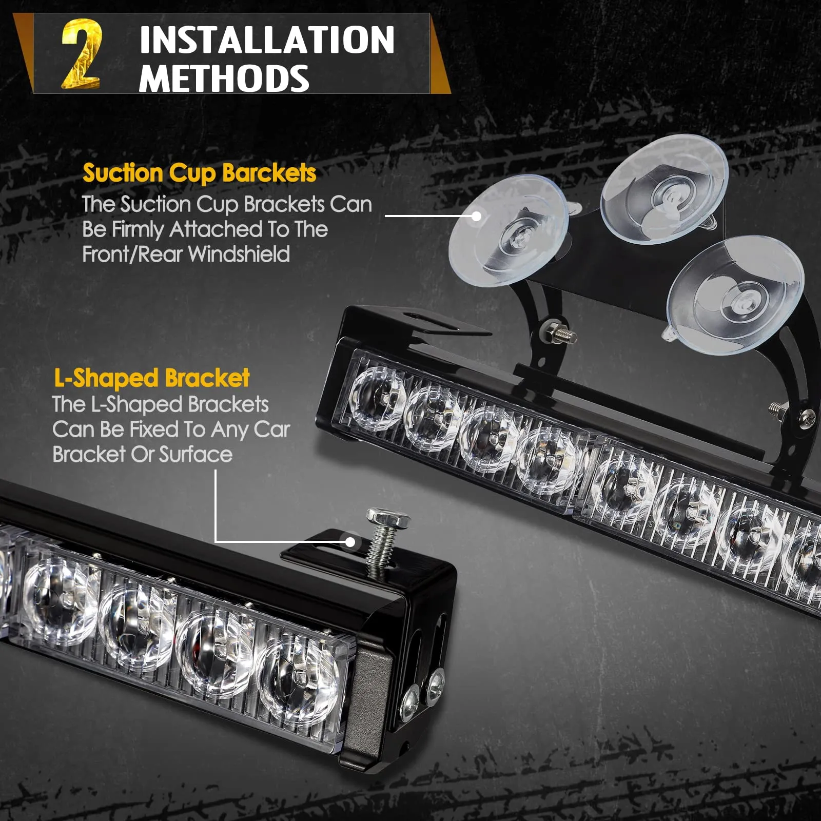 Partsam LED Emergency Dual Strobe Light Bar for Police Volunteer Truck