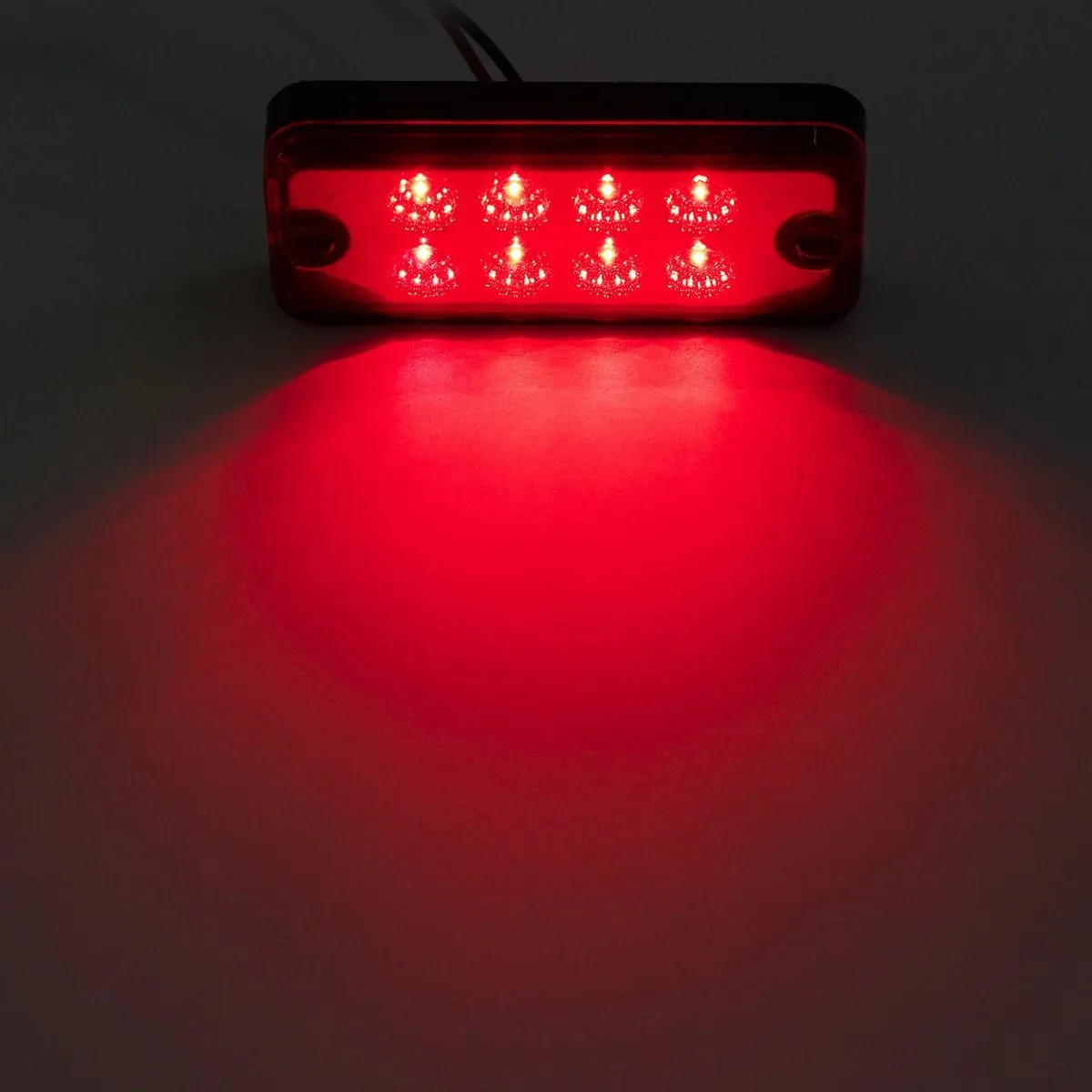 Partsam Rectangle 14x Amber/Red 4 inch Truck Boat Trailer Side Marker Indicator lights 8-LED Surface Mount