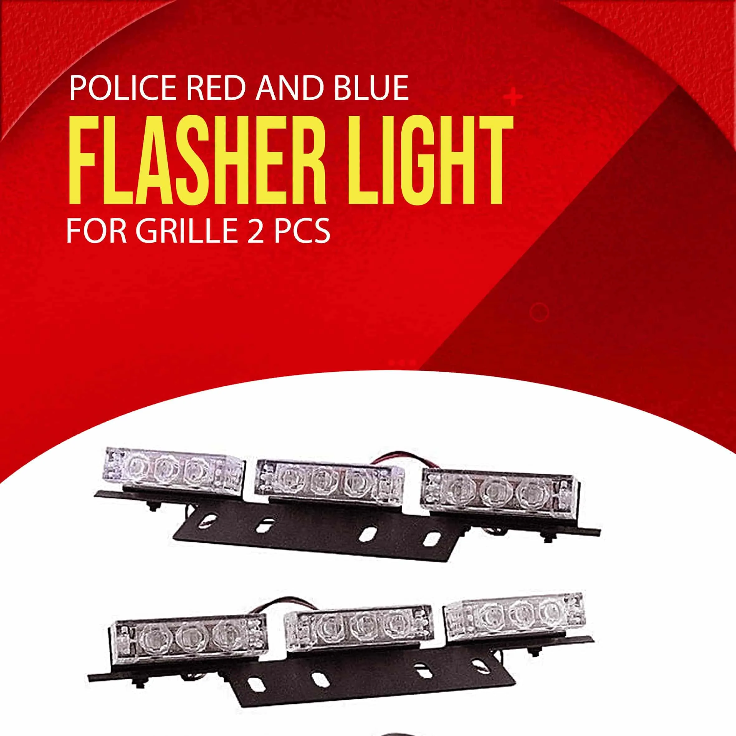 Police Red and Blue Flashers Light For Grille 2 pcs - Random Movements