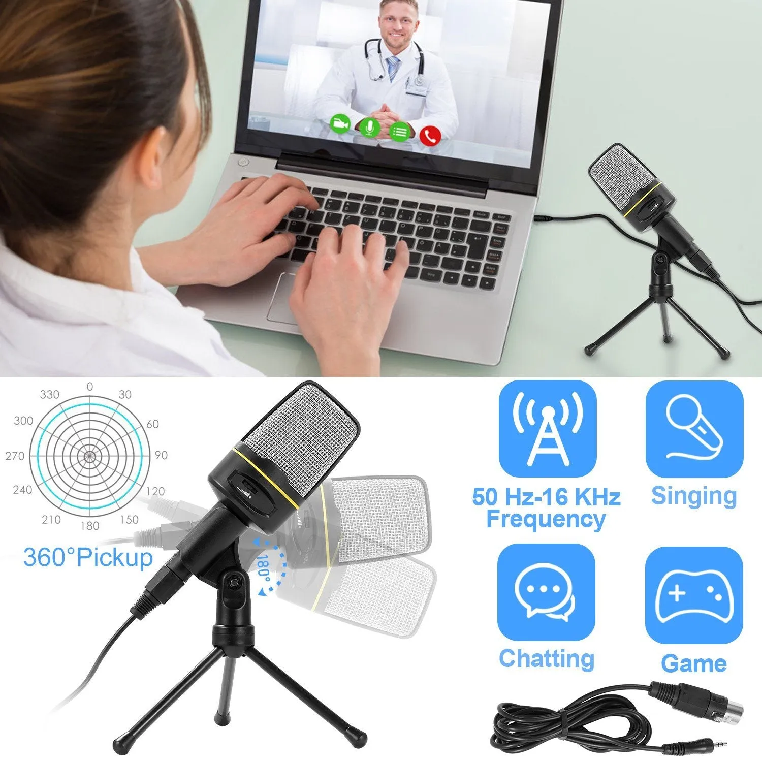 Pro Condenser Microphone with Tripod