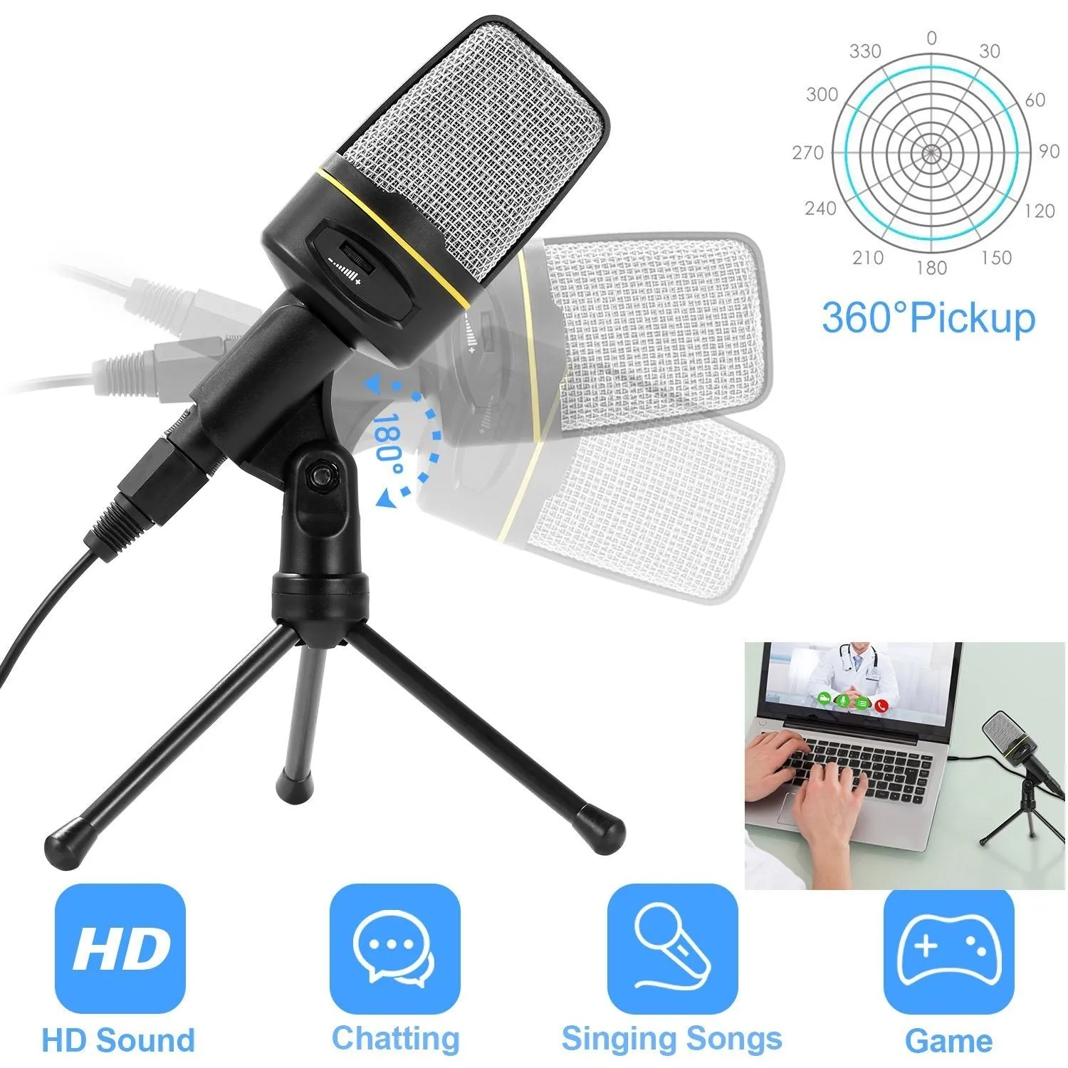 Pro Condenser Microphone with Tripod