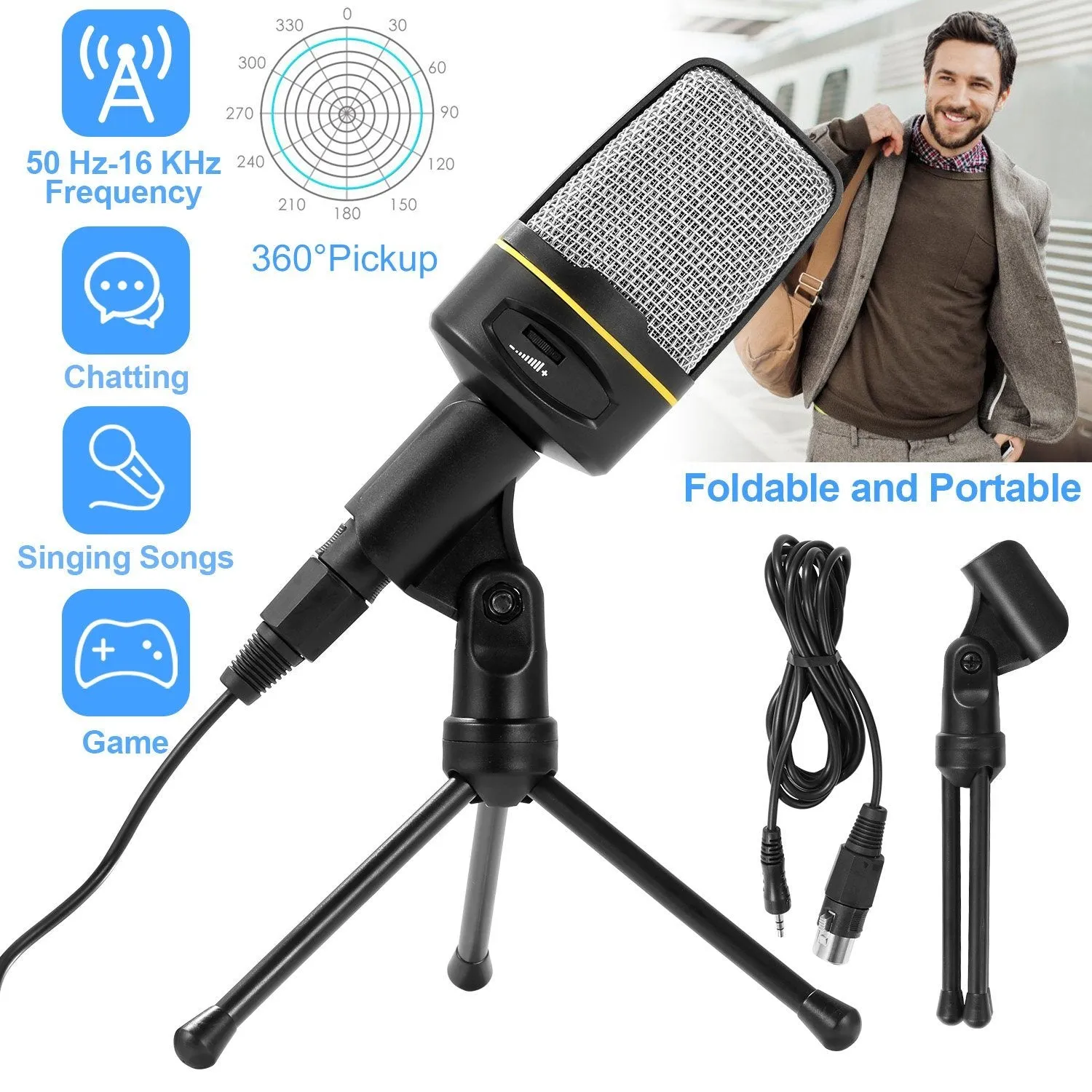 Pro Condenser Microphone with Tripod