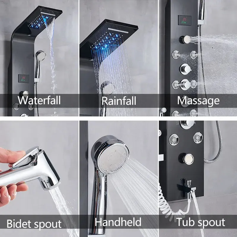 Rainfall Nordic Bathroom Digital Panel Waterfall Shower Set