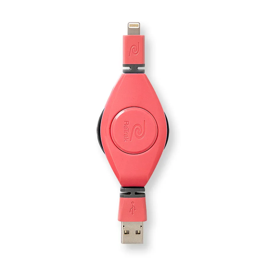 Retractable Lightning Cable | Lightning Charging Cable | Pink