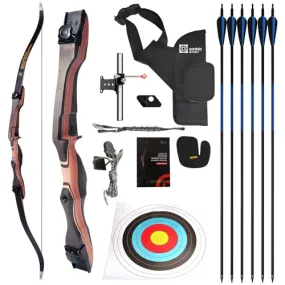 Sanlida Noble Standard Beginner & Intermediate Recurve Bow and Arrows Kit for Adult and Youth, Wooden Takedown Recurve Bow Package for Training, Practice & Competition RH Only (54", 16lbs)