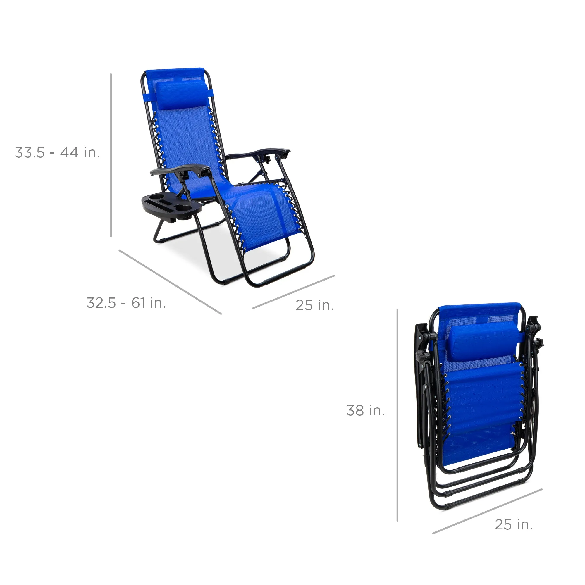 Set of 2 Adjustable Zero Gravity Patio Chair Recliners w/ Cup Holders