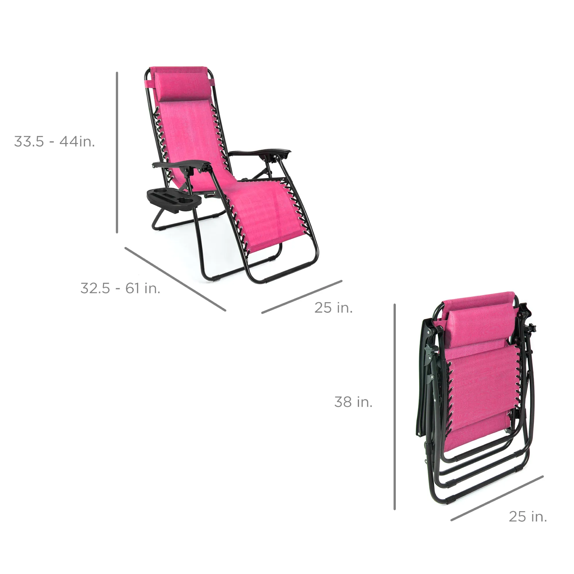 Set of 2 Adjustable Zero Gravity Patio Chair Recliners w/ Cup Holders