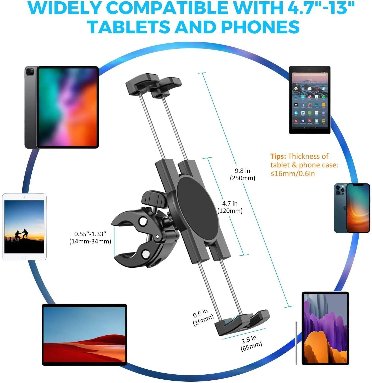 Spin Bike Tablet Holder Mount for Phone iPad Holder Stand