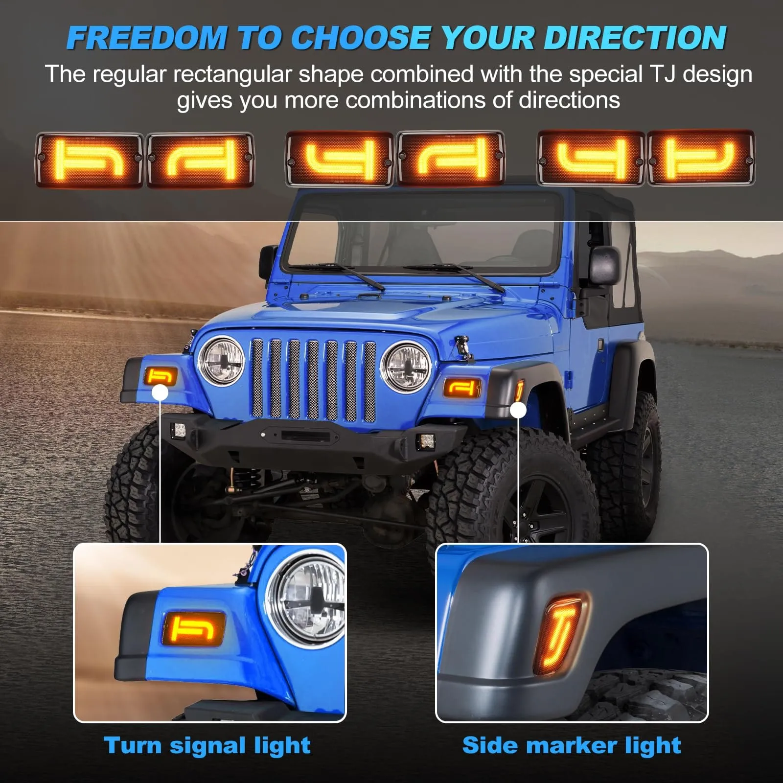 Suparee Jeep TJ Turn Signal Lights & LED Tail Lights for 1997-2006 Wrangler