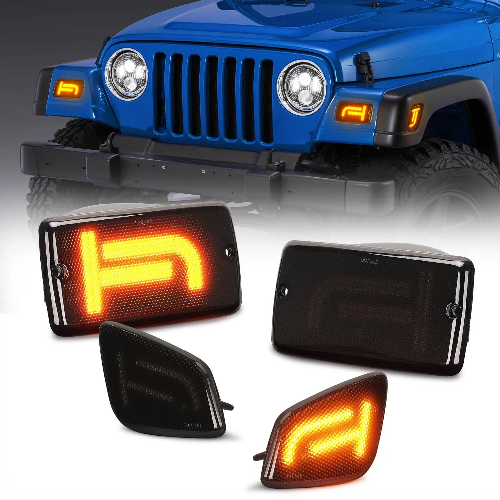 Suparee Jeep TJ Turn Signal Lights & LED Tail Lights for 1997-2006 Wrangler