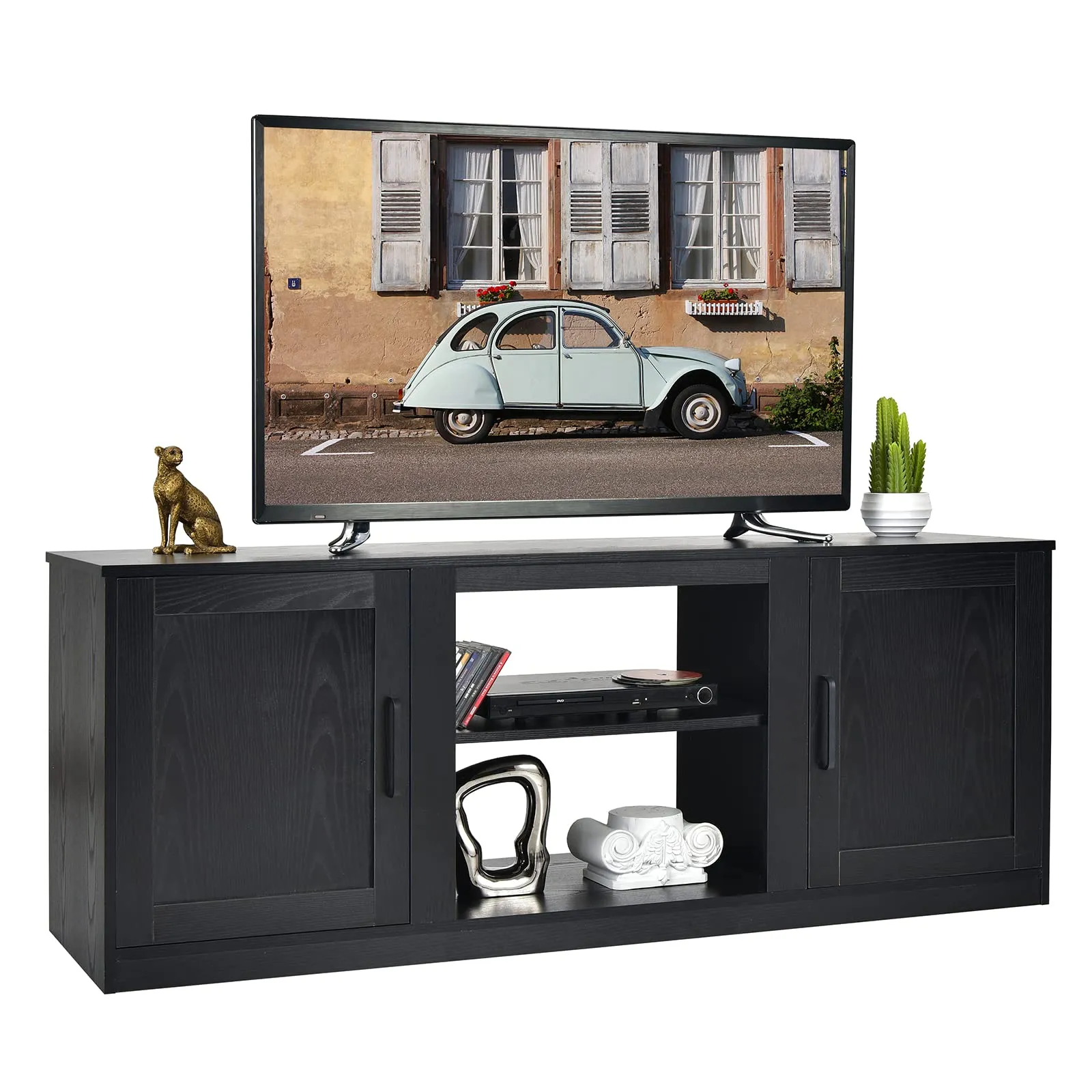 Tangkula Farmhouse TV Stand with Double Barn Doors