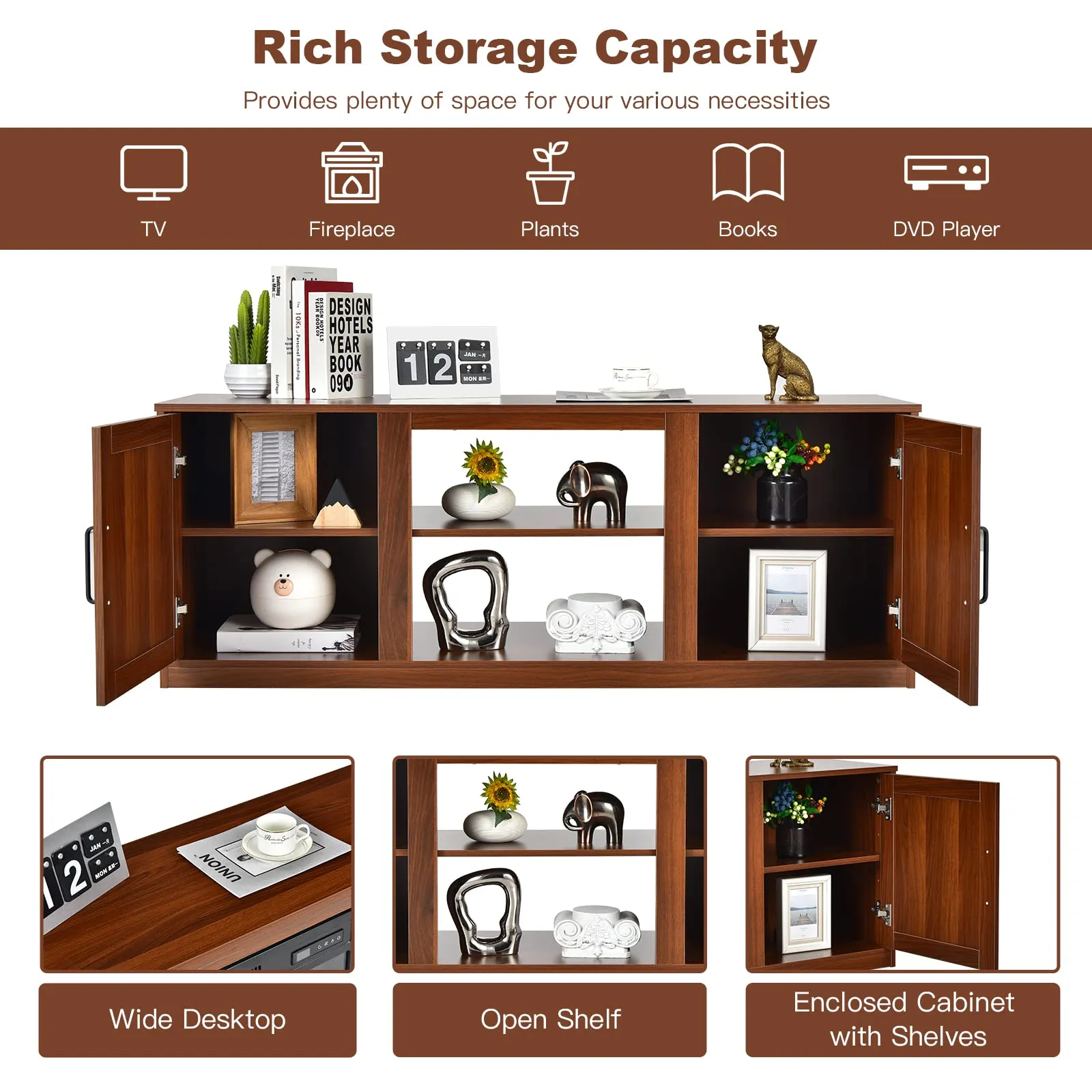 Tangkula Farmhouse TV Stand with Double Barn Doors