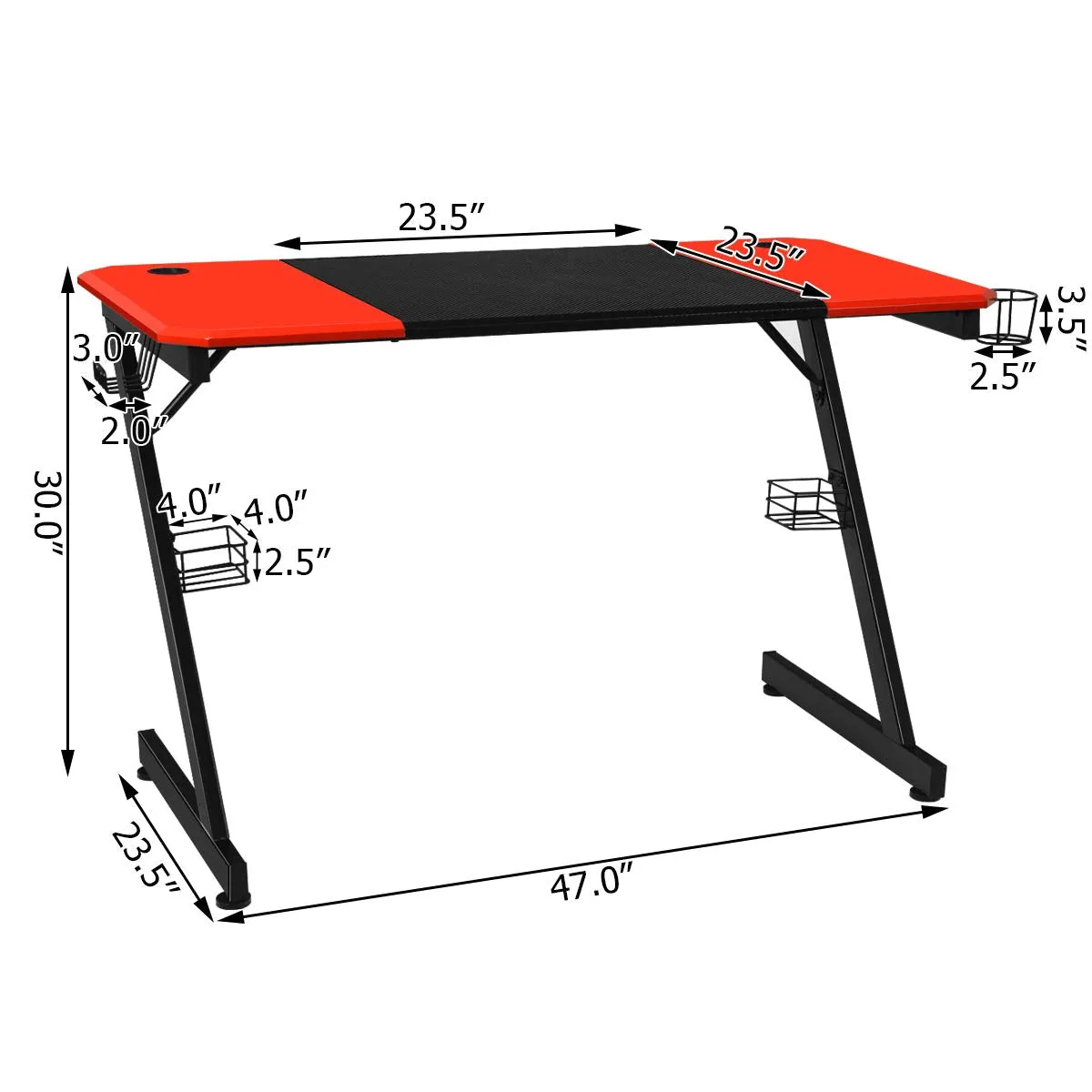 Tangkula Gaming Desk, Z-Shaped Computer Desk Professional Gamer Workstation with PVC Blow Molding Textured Surface