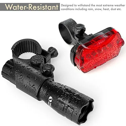 TeamObsidian Bike Lights Set - Super Bright Front and Back LED Lights for Your Bicycle - Easy to Mount Bike Headlight and Tail Light for Night Riding - Front and R