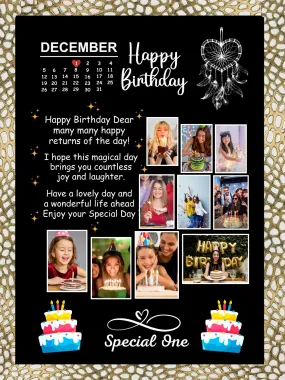 TradeForhome Happy Birthday Frame Customized Photo Frame | Birth Date With Your Photos | Customised Gift For Birhday, (Size 12x8 Inches, 10 Photos) | Black color | Synthatic Wood